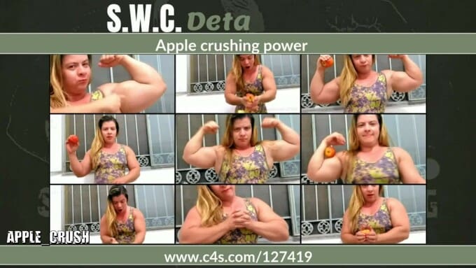 Deta Crushes Apples with her Mighty Muscles