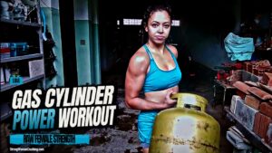 Lidia uses a gas cylinder to workout