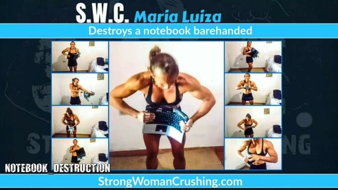 Maria Luiza tears a Notebook in half