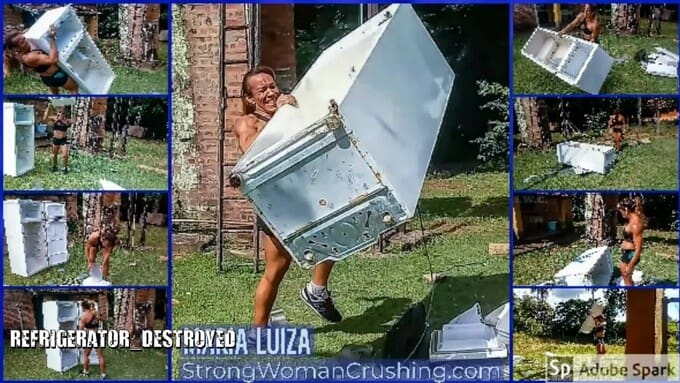 Maria Luiza lifts, toys and destroys a refrigerator 0 (0)