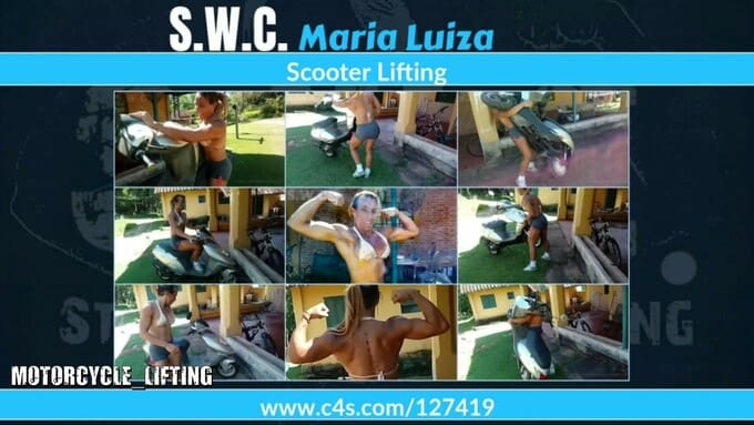 Maria Luiza lifts a scooter with her immense strength