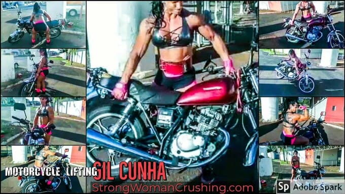 Gil Cunha lifts a heavy motorcycle