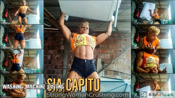 Sia Capitu lifts the washing machine