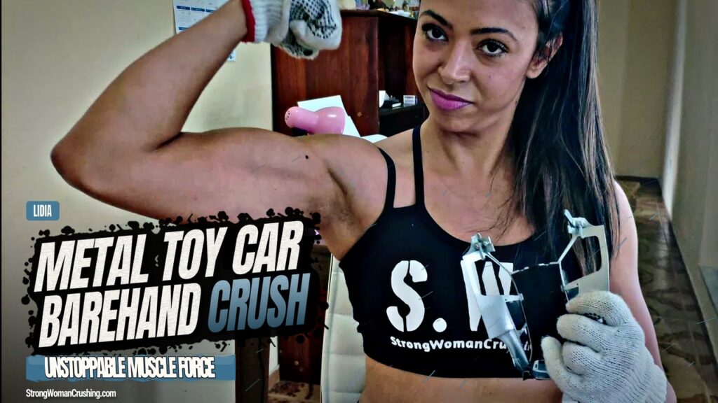 Lidia in muscular Metal Toy Car Crusher