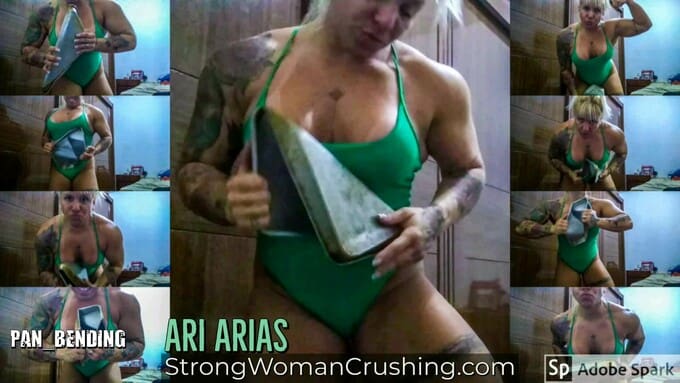 Ari Arias Big Muscular Woman Crushing Pan