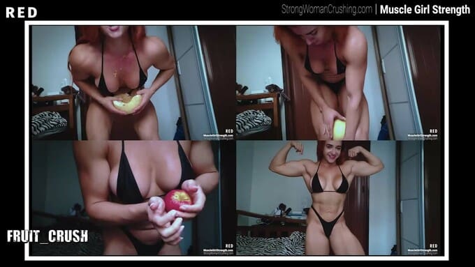 RED muscles crushing melon and apple