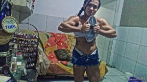 Thata Ogra her muscles can crush a metal pan easily