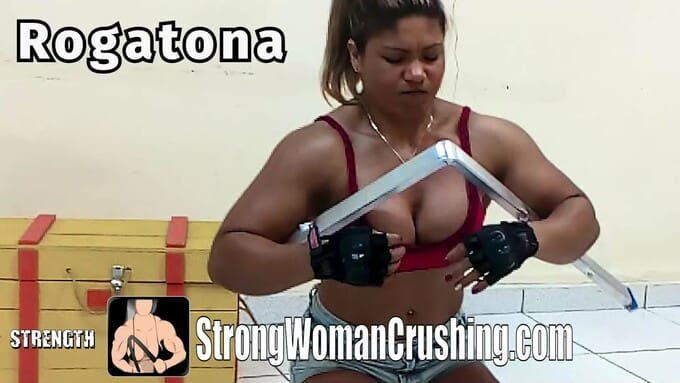 Rogatona destroys a metal ladder with her hands
