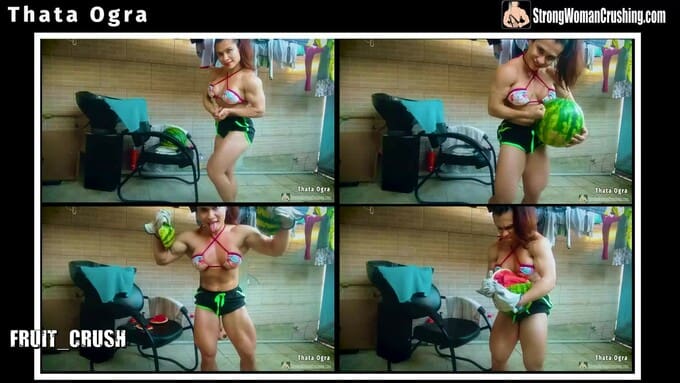Thata Ogra Smashes a Watermelon in her muscular body