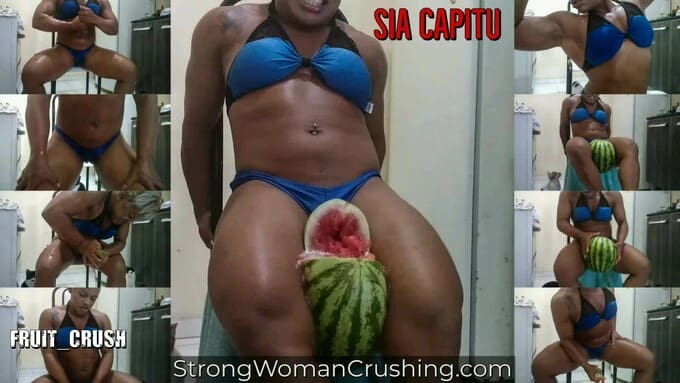 Sia Capitu smashes a watermelon