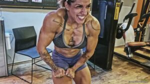 Tatiana a strong girl workout and bends metal bracket