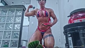 Fabi smashes a cantaloupe