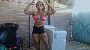 Thata Ogra lifts and destroys an old washing machine