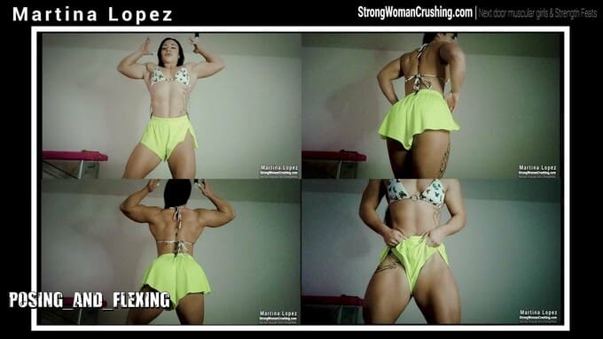 Martina Lopez flexing her immense muscles