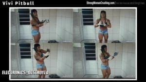 Vivi pulverizes a tablet with her strength