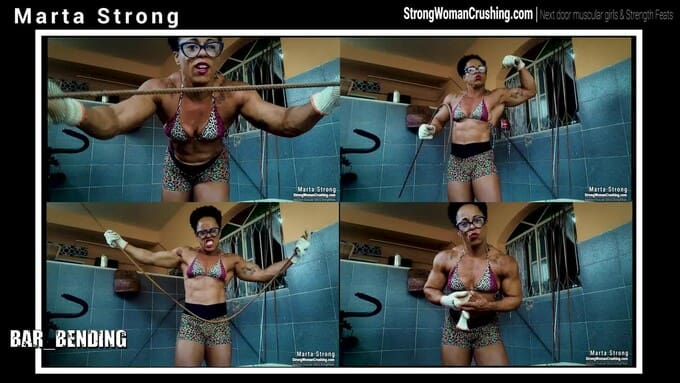 Marta Strong shows some bar bending muscle power