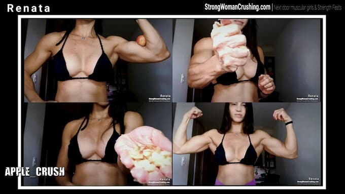 Renata in bikini apple-crushing muscles