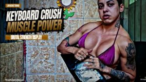 Luh Monstrinha smashes a keyboard with her strength