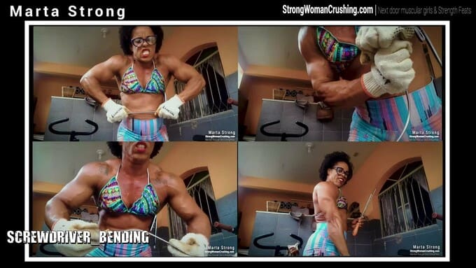 Marta Strong destroys a thick screwdriver with her muscle and power 0 (0)