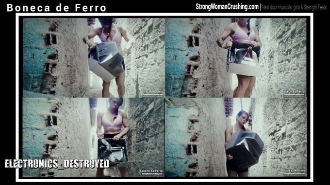 Boneca de Ferro destroys CRT TV with her muscles