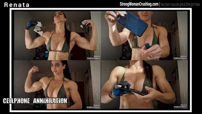 Renata Incredible Muscles Destroy a Cell Phone