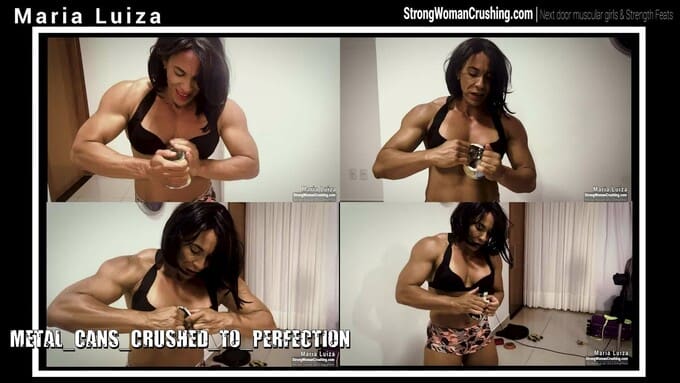 Maria Luiza Crushes a Metal Can with Her Muscular Strength