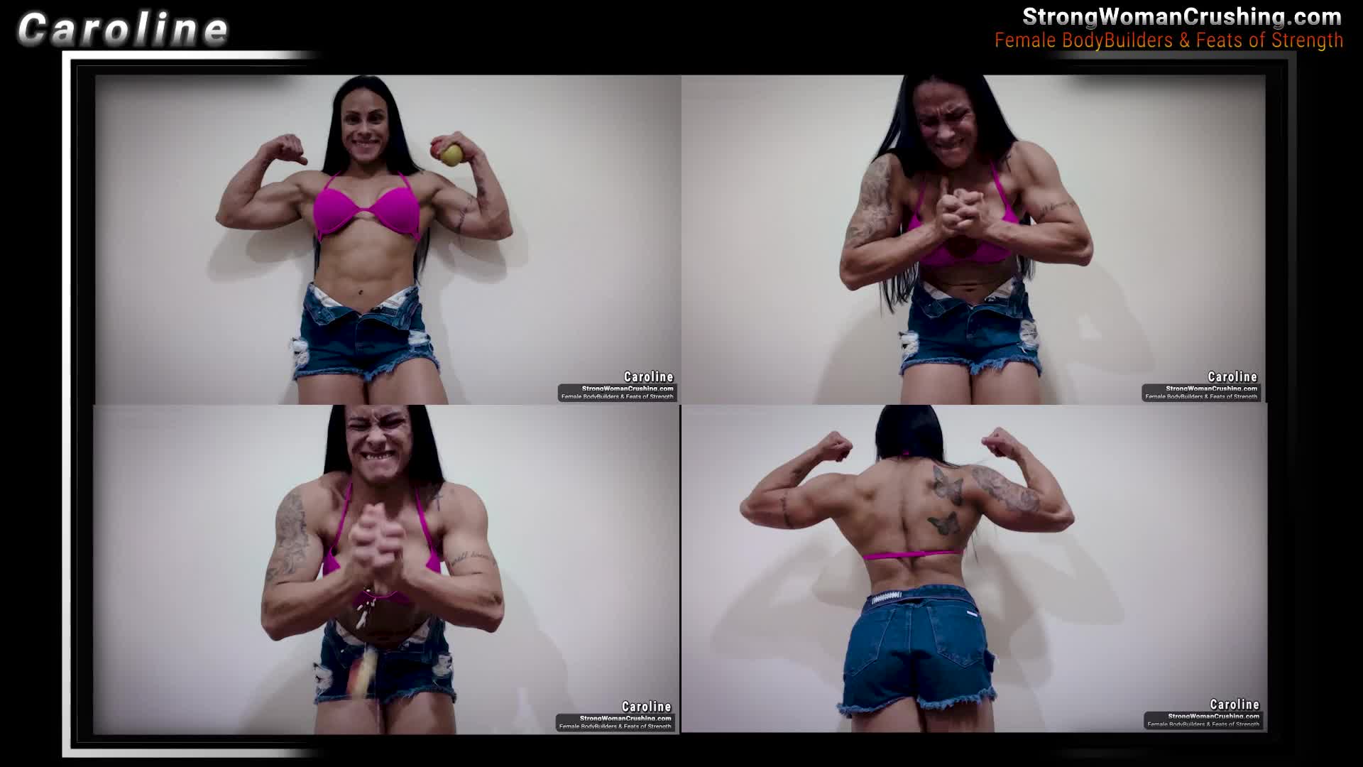 Caroline Jaw-Dropping Display of Muscular Might as She Obliterates Apples
