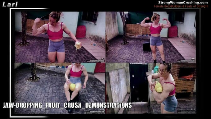 Muscle Goddess Lari Crushes Melons with Her Bare Hands 5 (1)