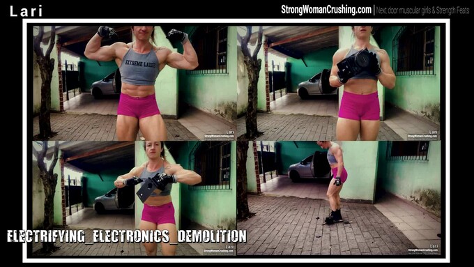 Muscle Goddess Lari Destroys Boombox in Epic Display of Power