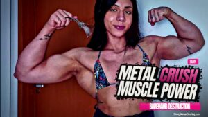 Samy uses her immense muscles and crushes some metal