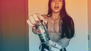 Samy rips open a soda can