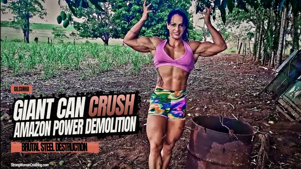 Gil Cunha shows destroys a giant metal trash can