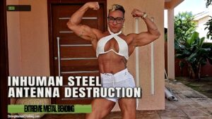 Sissa shows her inhumane strength against a large metal antenna