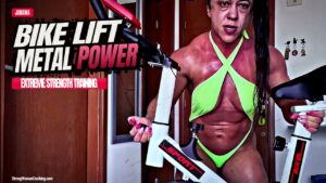 Janaina uses her exercise bike as a weight