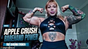 Ari Arias bursts apples with her muscles