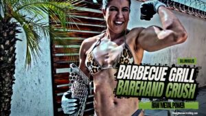 Sill Muscles destroys a barbecue grill