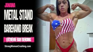 Janaina Breaks a Metal Stand With Her Incredible Strength